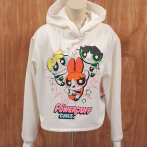 POWERPUFF GIRLS Cropped Hoodie Sweatshirt Juniors Sz Medium Cartoon Network NWT